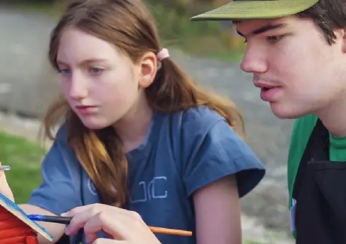Children painting outside